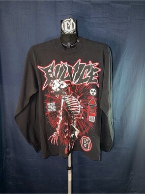 Evil Vice Red Tag Skeleton Graphic Long Sleeve Tee Size Small NWT